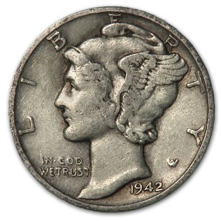 1942-S Mercury Dime XF 1942-S Mercury Dime XF